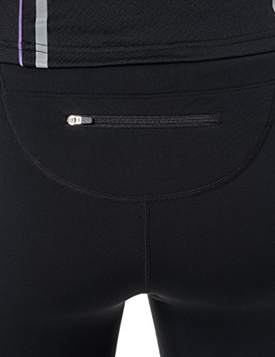 Ultrasport Pantalones largos de correr para mujer, con efecto de compresión y función de secado rápido, Negro/Morado, XS