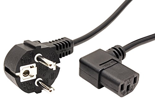 Value Power - Cable (Angled IEC Connector, 1,8 m, Male Connector/Female Connector, C13 acoplador, IEC 320, 250 V, Negro)