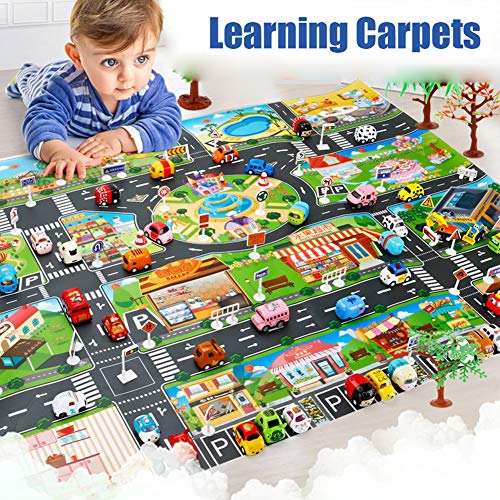 Vantiyaus Alfombra de plástico para juguetes, alfombrilla de salpicaduras, lavable para suelo o mesa, alfombra de PVC para niños, ideal para jugar con coches y juguetes.