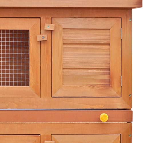 vidaXL Conejera de Exterior Casa para Animal Pequeño Jaula de Mascota de Madera - 4 Puertas