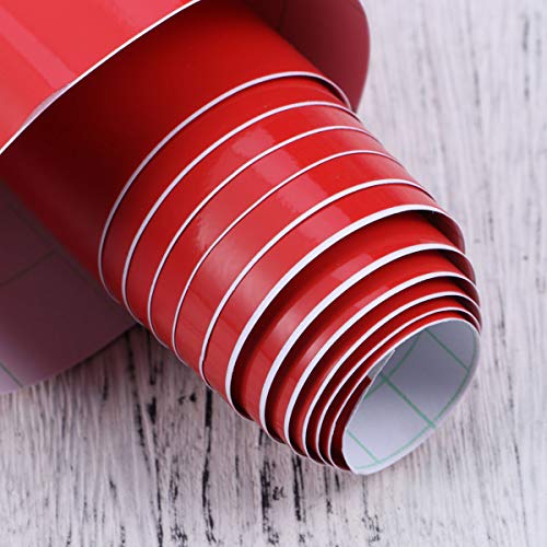 Vosarea Vinilo Adhesivo PVC para Coche Decoración Auto Vehículo Vinilo Traslucido de Coche Rojo Brillante 30X152CM