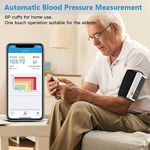 Wellue Armfit Máquinas para medir la presión arterial en el brazo para uso doméstico, Monitor de Presión Arterial Digital Automático Bluetooth con un gran brazalete