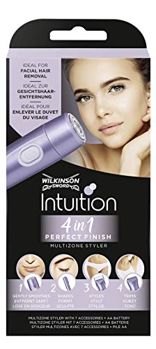 Wilkinson Sword Intuition Perfect Finish - Afeitadora Eléctrica Femenina 4 en 1 para el Cuerpo, la Zona del Bikini, el Vello Facial y las Cejas, Cuidado Corporal Mujer
