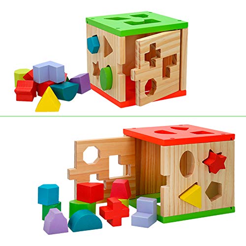 WOOMAX- Cubo actividades de madera 14 piezas (Colorbaby 42139)