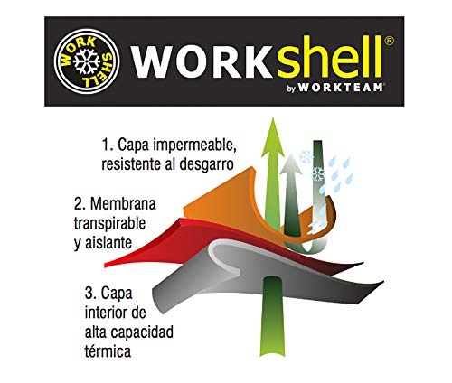 Work Team Workshell con Cierre de Cremallera, 2 Cintas en Pecho, Espalda y Mangas. Hombre Naranja A.V. M