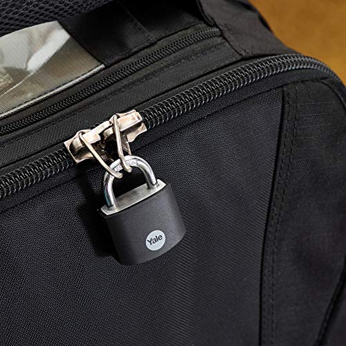 Yale YE3B/38/119/1/BK - Candado de aluminio negro (38 mm) - Cerradura interior para taquilla, mochila, caja de herramientas - 3 llaves - Seguridad estándar