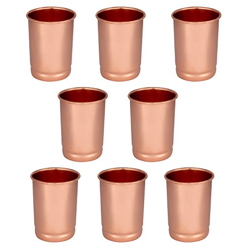 Zap Impex - Juego de 8 vasos de cobre puro y cobre