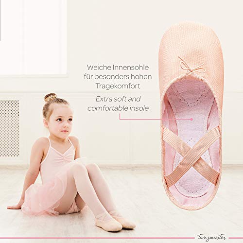 Zapatillas de Ballet - Lino, Suela Entera de Cuero - Rosa Albaricoque - Talla: 23