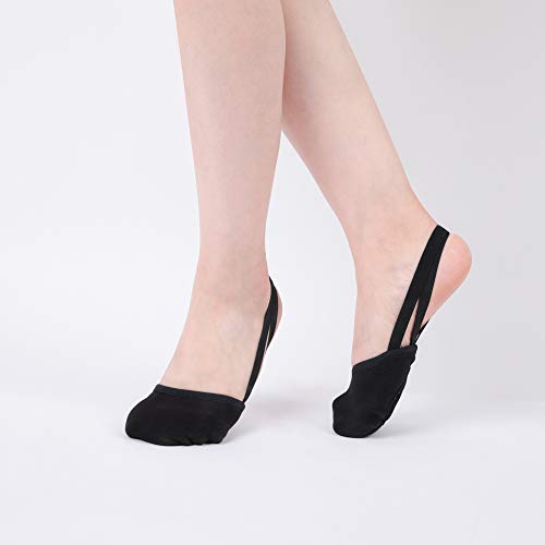 Zapatillas de Danza Zapatos Media Punta de Ballet y Gimnasia para Mujer y Niña Negro Medium