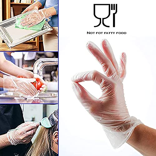 100 guantes de vinilo sin polvo, sin látex, hipoalergénicos, certificados CE transparentes según EN455 y EN374 para ensayos médicos desechables (Tamaño L)