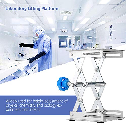 100 x 100 x 160 mm Plataforma de elevación de laboratorio, soporte de elevación de laboratorio, acero inoxidable, plataforma elevadora color azul