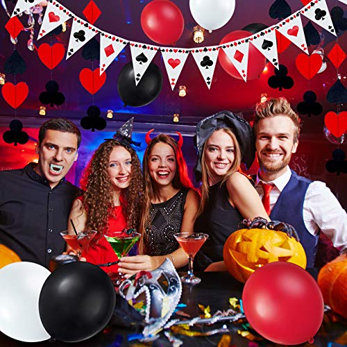 19 piezas temáticas de póquer decoraciones de fiesta banderines de casino decoraciones de cuerda de globos de látex rojo negro blanco para decoraciones de fiesta temáticas de cumpleaños