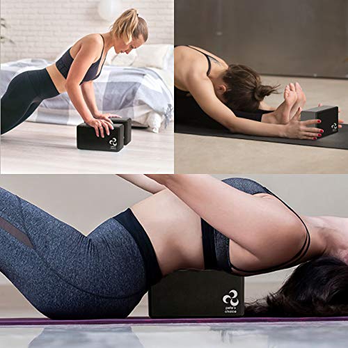 2 Bloques de Yoga + 2 Correas de Yoga - Set Accesorios de Yoga para Principiantes | Yoga Accesorios para Ejercicos en Casa