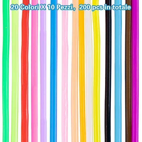 200PCS Hilo Plastico 200m Hilo Scoubidou Cuerda 20 Colores Cordón Plástico Scoubidou Cuerda de Colores para Collar Pulsera Llavero DIY Manualidades Abalorio Cuerda de Cuentas con 20 Ganchos Llaveros