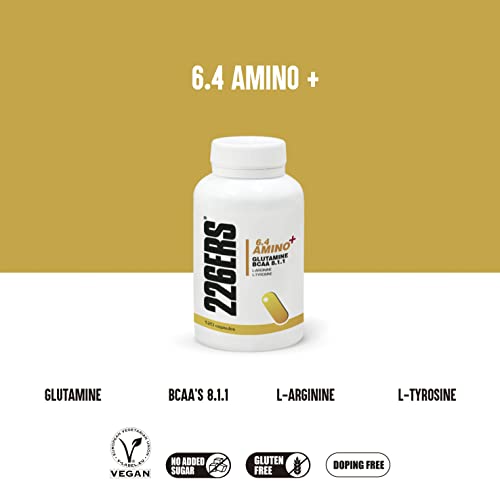 226ERS 6.4 Amino+ | Aminoácidos Pre Entreno y Post Entreno | Mix de Glutamina, BCAAs, L-Arginina, L-Tirosina, Recuperador Potente - 120 cápsulas