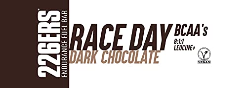 226ERS Endurance Fuel Bar Race Day BCAA's | Barritas Energéticas Veganas para Mayor Resistencia con BCAA's 8:1:1 y Multivitaminas, Chocolate Negro - 30 barras x 40 gramos