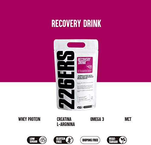 226ERS Recovery Drink | Recuperador Muscular con Proteína Whey, Creatina, Hidratos de Carbono, Triglicéridos y L-Arginina, Sin Gluten, Fresa - 1000 gr