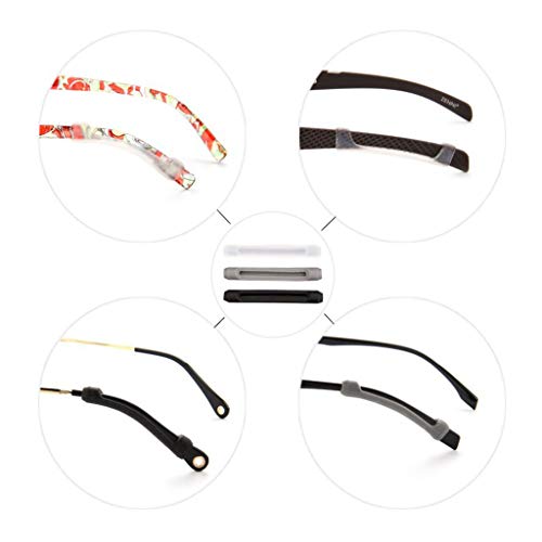 4 pares de retenedores de manga para gafas de sol, silicona suave, antideslizante, elástico, cómodo, para gafas de sol, gafas de lectura (color al azar) (negro, transparente, gris, marrón)