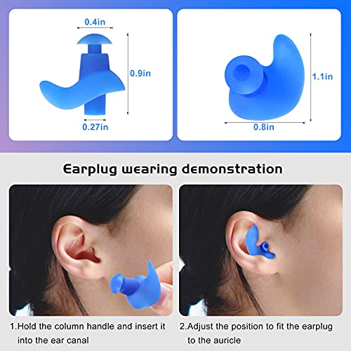 4 Pares de Tapones de Oídos de Natación Tapones de Oídos de Silicona Impermeables Reutilizables Tapones de Oídos con Cancelación de Ruido con Caja de Almacenaje para Niño Adulto, Rosa Azul