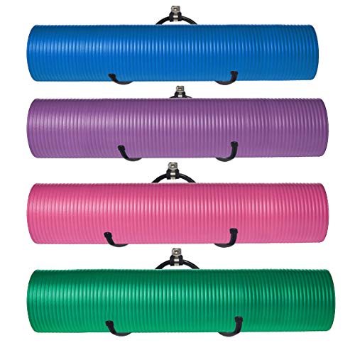 4x Esterilla de yoga de pared con soporte de espuma y toallero Esterilla de almacenamiento para yoga y barras,estante de ejercicios para colgar para su clase de fitness o gimnasio en casa