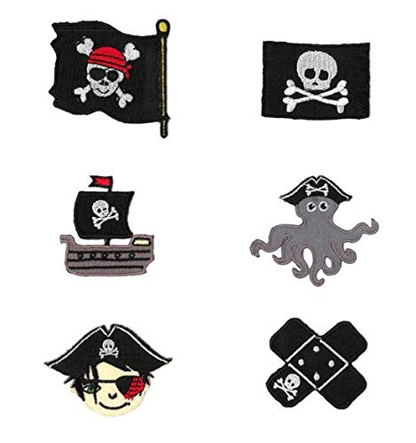 6 parches piratas bordados para planchar - REF.655-U6