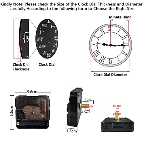 6 Piezas Mecanismo de Movimiento de Reloj, Mecanismo Reloj de Pared Mecanismos de Movimiento de Reloj de Cuarzo Maquinaria Reloj con 6 Diferentes Pares de Manecillas para DIY Reparación de Reloj