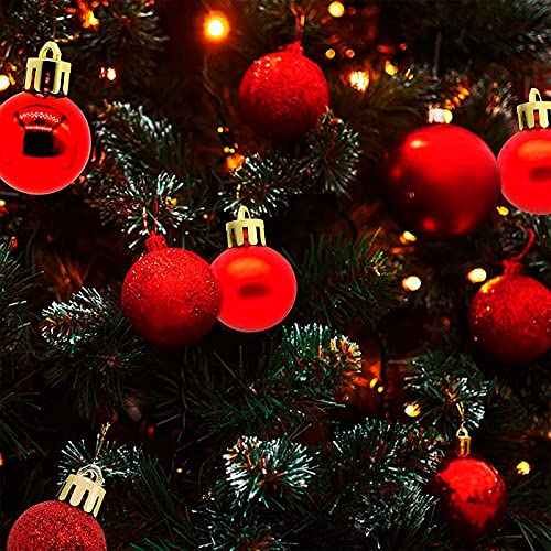 Acan Pack de 4 Bolas de Navidad Rojas, diámetro 8 cm, con cordón Dorado para Colgar en el árbol o Abeto navideño, Adornos Festivos Colgantes, decoración de Navidad