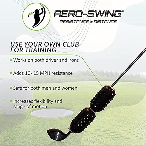 AERO-SWING – Negro – Revolucionario Swing Speed Trainer – Golpea pelotas de golf mientras entrenas.