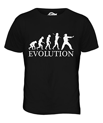 Aikido Evolution of Man - camiseta hombre Camiseta Top - algodón, Regaliz Negro, 100% ringspun 100% machine 100% algodón, Hombre, X-Small