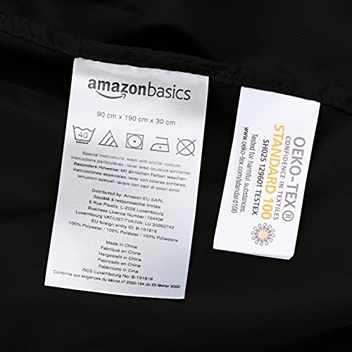 Amazon Basics FTD, Sábanas Ajustables, 150 x 200 x 30 cm, Negro