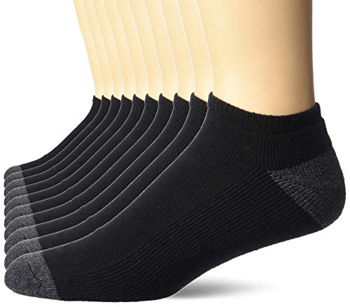 Amazon Essentials 10-Pack Cotton Half Cushioned No-Show Socks, Negro, 12-16