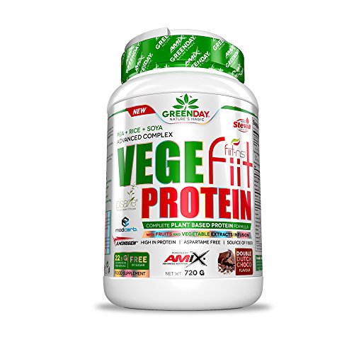 AMIX - Proteína en Polvo - Vegefiit Protein en Formato de 720 gramos - Gran Aporte de Nutrientes - Ayuda a Aumentar la Masa Muscular - Sabor a Doble Chocolate