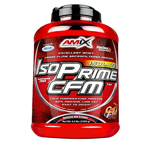 AMIX- Proteína Isolada, Isoprime CFM, Aislado de Proteína de Suero, Sabor Cacahuete/Chocolate/Caramelo, Ayuda a la Recuperación Muscular, Proteína de Suero de Alta Pureza, 1 Kg