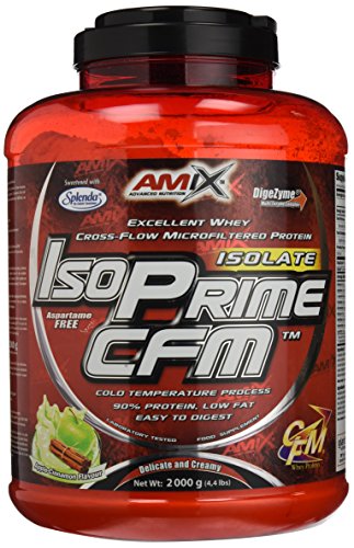 AMIX- Proteína Isolada, Isoprime CFM, Aislado de Proteína de Suero, Sabor Manza Verde con Canela, Ayuda a la Recuperación Muscular, Proteína de Suero de Alta Pureza, 2 Kg