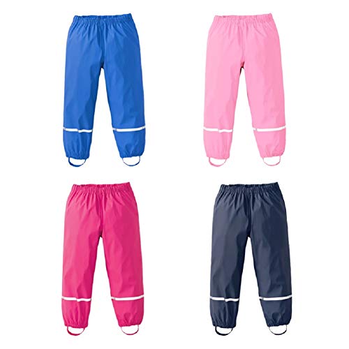 AMIYAN Pantalones de lluvia para niños, impermeables, transpirables, para niñas y niños azul 86/92 cm