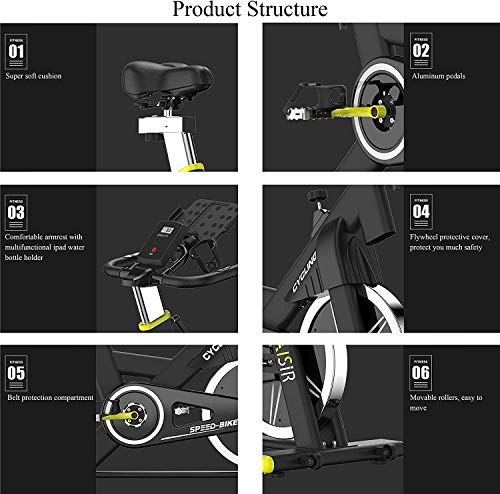 ANEWSIR Bicicleta Estática Bici Spinning Indoor, Sportstech Bicicleta con Pantalla LCD/Correa silenciosa/Pulsómetro/Soporte para iPad/Resistencia Magnética/Asiento Suave Ajustable. Hasta 200Kg.