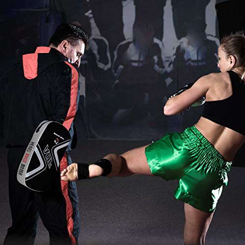 AQF Almohadilla para Brazo Curvada para Golpes para Kick Boxing Tailandés MMA Manoplas Boxeo de Protección para Golpes con Enfoque al Muay Thai (Unidad Individual) (Blanco y Negro)