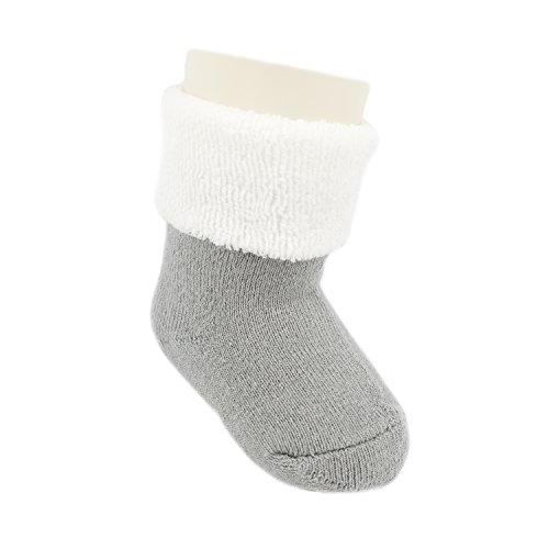 Ateid Calcetines gruesos de invierno para el tobillo [paquete de 5], 0-6 meses (tamaño de etiqueta pequeño), gris