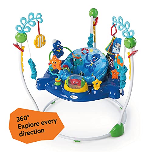 Baby Einstein, Saltador y Centro de actividades Neptune's Ocean Discovery con 15 juguetes interactivos multilingües, luz y música, altura ajustable