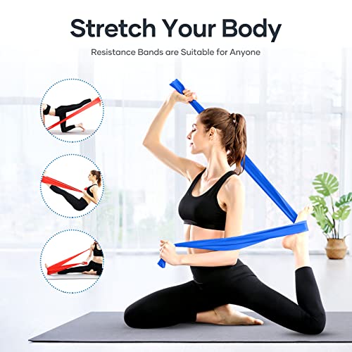 Bandas elásticas de fitness (3 unidades),bandas de ejercicio de 1,5 m con 3 niveles de resistencia,bandas elásticas para ejercicios de yoga,pilates,entrenamiento de fuerza y flexibilidad,estiramiento