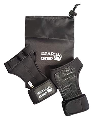 BEAR GRIP - Guantes de entrenamiento abiertos para crossfit, culturismo, calistenia, levantamiento de pesas (negro, S)