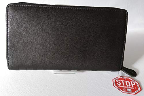 BENCH Billetera de piel para mujer, con protección RFID, color negro