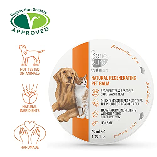 Bene Pura Trust Nature Bálsamo para Mascotas 100% Natural Regenerador - para Patas, Nariz y Piel - para Perros y Gatos 40ml