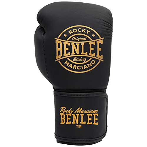 Benlee Wakefield - Guantes de boxeo de piel, color negro y dorado, tamaño: 38 ml