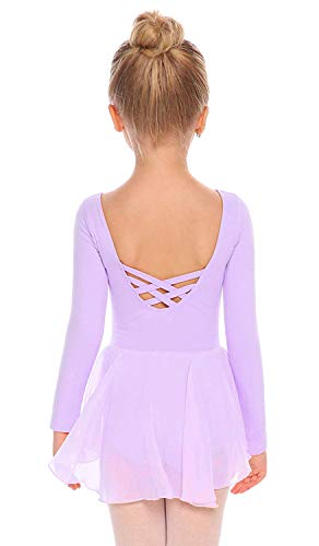 Beyove Vestido de ballet para niña sin espalda [Algodón] de manga larga para niños [Púrpura - 3-4 años]