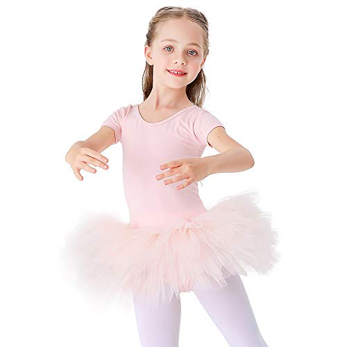 Bezioner Maillot de Danza Tutú Vestido de Ballet Gimnasia Leotardo Algodón Body Clásico para Niña Rosa 100