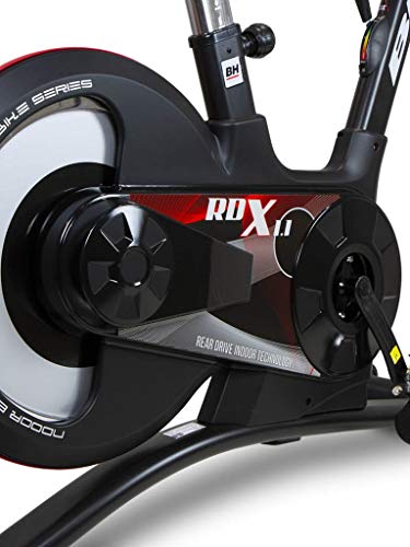 BH Fitness Bicicleta de ciclismo indoor RDX1.1 H9179 Volante trasero y freno a fricción. Inercia 20 Kg. Uso intensivo. Manillar de triatlón