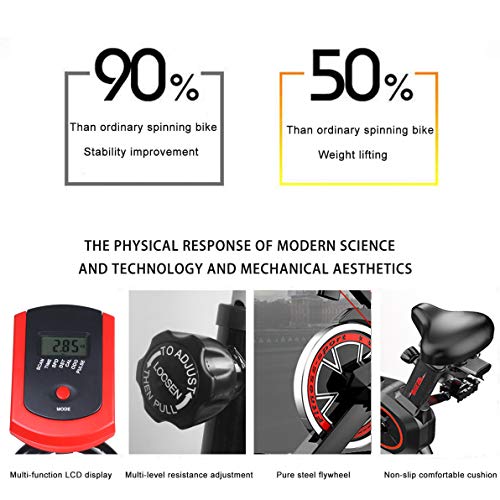 Bicicleta Estática| Bicicleta de Interior 6 Ajustes de Altura de Reposabrazos y Cojines Magnetor resistencia ilimitada Monitor LCD de Frecuencia Cardíaca Mini Bicicleta estática para mujer