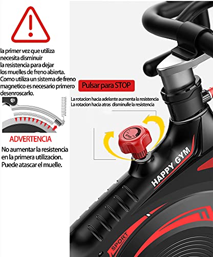 Bicicleta estática de resistencia magnética resistencia regulable, Bici de entrenamiento fitness con sillín ajustable, pulsómetro y pantalla LCD (Negro)