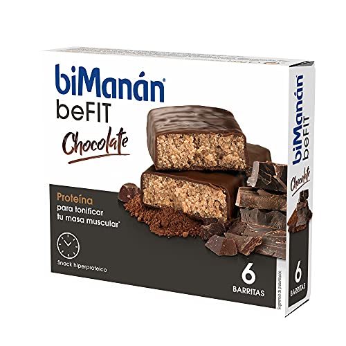 BiManán beFIT - Barritas de Proteína Sabor Chocolate, para Tonificar tu Masa Muscular - Caja de 6 unidades